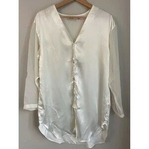 Vintage Victoria's Secret Nightshirt Cream Sheer Gold Small S